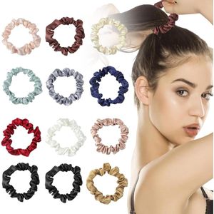 Scrunchie haarelastiekjes 12 stuks - Zijden en satijnen scrunchies voor dames en meisjes - Haarelastiekjes voor paardenstaart - Haarband accessoires