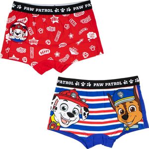 2 Pack PAW Patrol - Boxershorts - Biologisch Katoen - Rood-Blauw - Maat 2/3 jaar