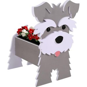 Bloempot met schattige hond - plantenbewaardoos voor binnen en buiten - tuindecoratie - schnauzer .