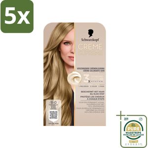 5 x Schwarzkopf - Haarkleuring - Creme Supreme 8-0 - Natuurlijk Blond - 245g - Grootverpakking - Natuurlijk Blond - Permanent Haarverf - Haarverf Creme Supreme - Haarverf 8-0 - Haarverf 100% Grijsdekking
