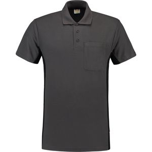 Tricorp 202002 Poloshirt Bicolor Borstzak - Donkergrijs Zwart
