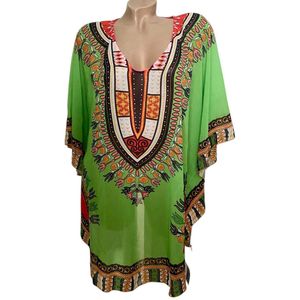 Kaftan - Tuniek half transparant -Vlinder Model - 82CM/85CM Onesize groen