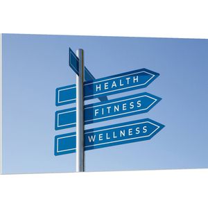 PVC Schuimplaat- ''Health, Fitness & Wellness'' Wegwijzer Bordjes - 120x80 cm Foto op PVC Schuimplaat