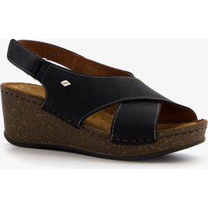 Hush Puppies leren dames sleehak sandalen zwart - Maat 38