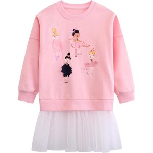 Allecto plus - Meisjes sweatshirt van zacht katoen met borduursel, lange mouwen en ronde hals. Casual sport trui met tops voor kinderen van 2-7 jaar, maat 92-122. Perfecte kinderkleding.