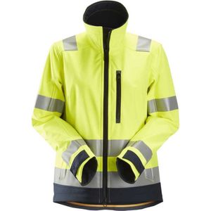 Snickers 1237 AllroundWork, High-Vis Softshell Damesjack Klasse 2/3 - High-Vis Geel/Donker blauw - XS