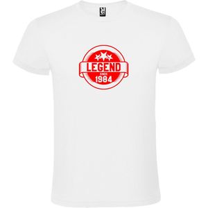 Wit T-Shirt met “Legend sinds 1984 “ Afbeelding Rood Size XL