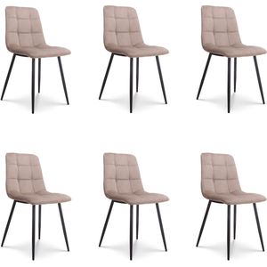 Combi Meubels Eetkamerstoel Tess velvet beige - eetkamerstoelen set van 6 - kuipstoel -