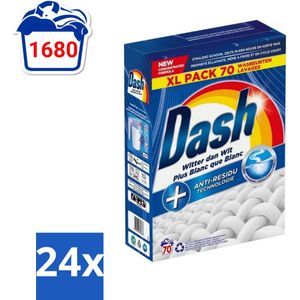 Dash - Witter dan Wit - Snel Oplossend Waspoeder - Witte Was - 70 Wasbeurten - Voordeelverpakking - 24 stuks