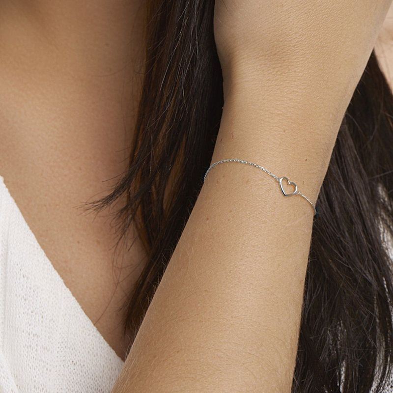 Armband - Witgoud - 16 - 17 - 18 Cm - Met Open Hartje