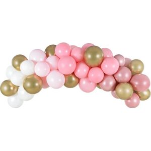 Partydeco - DIY Kit Ballonboog - Roze en Goud (2m, 60 ballonnen)