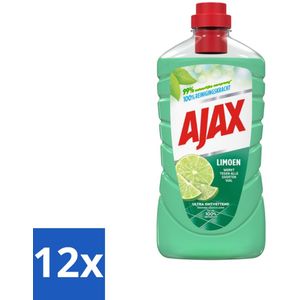 Ajax - Allesreiniger - Ultra Ontvettend - Limoen - Natuurlijke Oorsprong - 1 L - Voordeelverpakking - 12 stuks