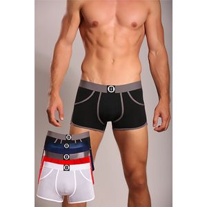 Bolas Underwear | Heren Boxershort | Katoen | 4 Pack | Effen | Zwart | Blauw | Grijs | Rood | Maat L
