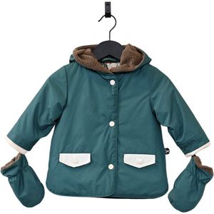 Ducksday - winterjas - baby - waterdicht - afneembare wantjes - peuter - unisex - Breeze - maat 68 - Groen
