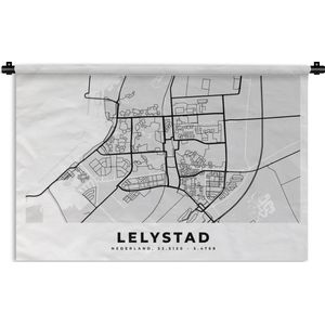 Wandkleed - Wanddoek - Kaart - Lelystad - Nederland - 90x60 cm - Wandtapijt