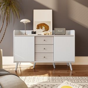 Sweiko Opslagkast, Sideboard, met drie lades, prachtige korrels. Sideboard voor slaapkamer en woonkamer, Modern houten kleur dressoir met opbergplanken. H80/L17,5/T40 cm