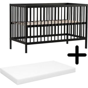 Cabino Baby Bed Mees Zwart 60 x 120 cm Met Matras