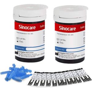 Sinocare Safe AQ Smart Bloedglucosemeter/bloedglucose Diabetescontrolekit met codevrij strips x 50 en pijnloze lancetten x 50 - in mg/dL (Safe AQ Smart) (50 strips)