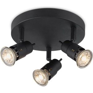 Moderne LED Opbouwspot Cilindro - zwart - 3 lichts plafondspot - dimbaar - GU10 fitting - 5W - 390lm - warm wit licht - 19/19/13.5cm