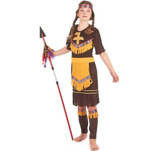 LUCIDA - Geel en beige indiaan kostuum voor kinderen - L 128/140 (10-12 jaar)