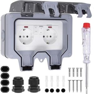Waterdicht Buitenstopcontact met Schakelaar en Indicatie Lampje - IP66 Stopcontact voor Tuin, Garage en Zwembad