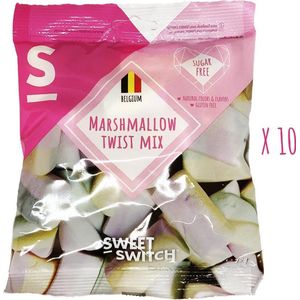SWEET-SWITCH® - Marshmallow Twist Mix - Snoep - Roze Snoep - Suikervrij - Glutenvrij - 10 x 70 g