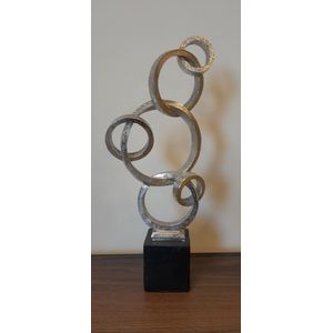 Decoratief object - Kunst - Beeld - Polyresin - zilver - 38x15cm