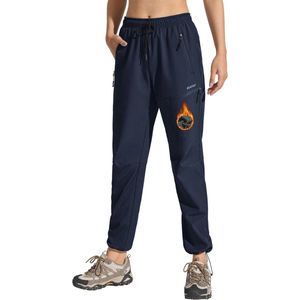 Dames Winter Wandelbroek Fleece Gevoerd Waterdicht Winddicht Buitenbroek met Ritszakken