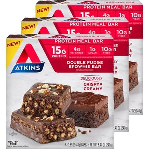 Atkins | Protein Bar | Double Fudge Brownie Bar | 3 stuks | 3 x 48 gram