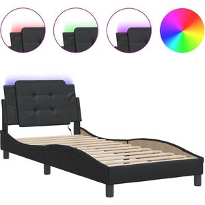 vidaXL - Bedframe - met - LED-verlichting - kunstleer - zwartx200 - cm
