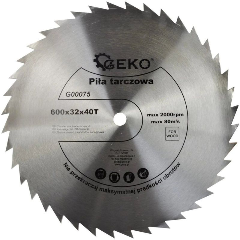 GEKO - Cirkelzaagblad - 600 mm - Staal - Wolfraamcarbide-tanden