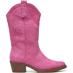 SmileFavorites® Dames Cowboylaarzen met Hak - Roze - Suedine - Maat 41