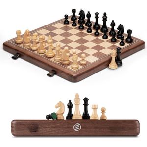 Equivera Schaakbord - Schaakbord met Stenen - Familiespel - Schaakset - Schaakbord - Kerstcadeau - Sinterklaas - Sinterklaas Cadeau - Cadeau Voor Vrouw - Cadeau Voor Man - Cadeau Voor Kind - Cadeau
