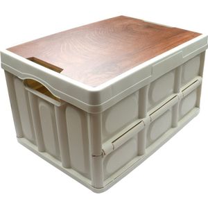 PolkaHome ® Multifunctionele Opvouwbare Organizer met Houten Deksel voor Auto, Camping en Huisgebruik
