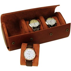 HN® sleuven horlogedoos retro | PU lederen horlogerol, reistas | horloge organisator | opbergdoos voor horloge accessoires (bruin)
