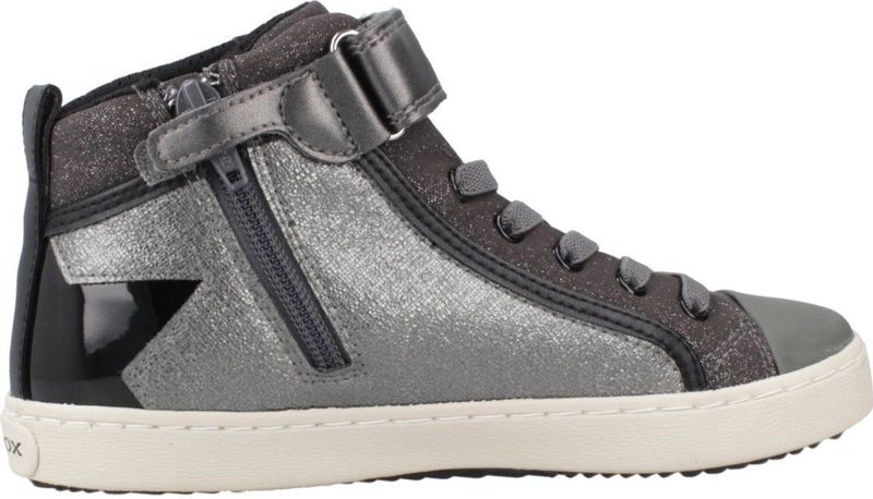 Geox J Kalispera Girl Sneaker, Graphite/Black, 27 EU, Graphite Black, 27 EU