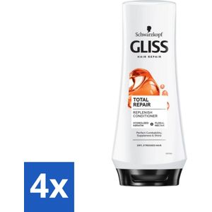 4 x Gliss - Hair Repair - Conditioner voor Totaal Herstel - 200 ml - Haar Conditioner - Haar Herstel - Droog Haar - Beschadigd Haar - Keratine Conditioner