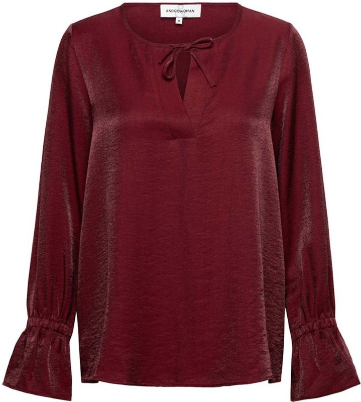 &Co Woman Blouse bordeaux (Maat: S) - Effen - Halslijn: Ronde hals,
