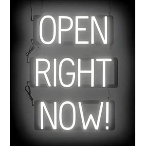 OPEN RIGHT NOW! - Lichtreclame Neon LED bord verlicht | SpellBrite | 46 x 60 cm | 6 Dimstanden - 8 Lichtanimaties | Reclamebord neon verlichting