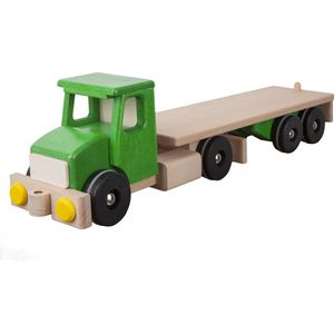Groene houten vrachtwagen - 52x10x13cm - Handgemaakt - Uniek design - LUPO