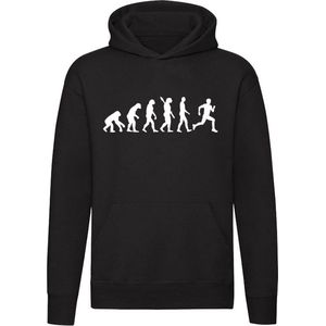 Hardlopen evolutie Hoodie | atletiek | sprinten | rennen | joggen | Unisex | Trui | Sweater | Hoodie | Capuchon | Zwart