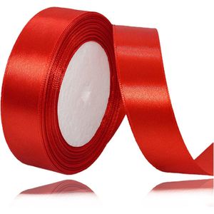 25 mm Rood Satijnen Lint - Perfect voor Knutselen, Geschenken, en Decoratie