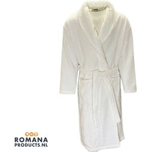 Romana Products Velvet Badjas - Velvet Wit - Maat L - Hoogwaardige kwaliteit - Zeer luxe - Ochtendjas - Luxe Badstof van Katoen en Polyester - Heerlijk warm - Super zacht fleece - Binnenzijde katoen - voor sauna en thuisgebruik