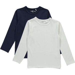 Dirkje Meisjes Shirts Lange Mouwen (2stuks) Lichtroze en Zwart - Maat 110