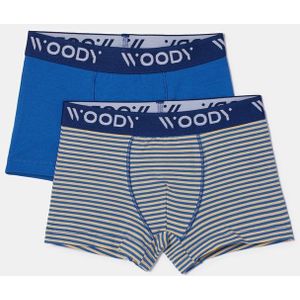 Woody Jongens boxer set blauw + streep - maat 092/2J