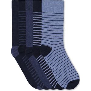 WE Fashion Heren fijngebreide gestreepte sokken 5P - Maat 43-46