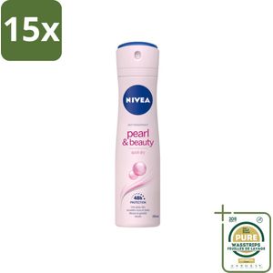 15 x NIVEA – Deodorant Spray – Pearl & Beauty – 150 ml - Grootverpakking - NIVEA Deodorant Spray - Anti-Transpirant Spray - Okselhuid Verzorging - Zachte Oksels - 48 Uur Bescherming
