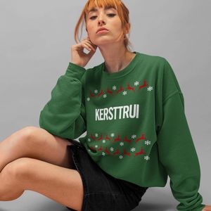 Foute Kersttrui Rendieren - Met tekst: Kersttrui - Kleur Groen - ( MAAT S - UNISEKS FIT ) - Kerstkleding voor Dames & Heren
