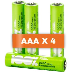 100% Peak Power oplaadbare batterijen AAA - NiMH AAA batterij micro 800 mAh - 4 stuks