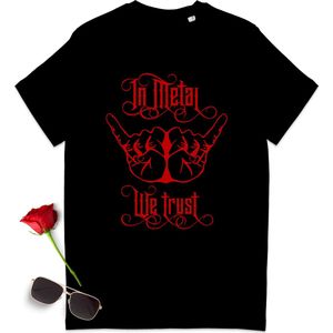 Heavy Metal t shirt - Heavy Metal Muziek fan tshirt - Dames en heren t-shirt - muziek tshirt voor vrouwen en mannen - Unisex maten: S M L XL XXL XXXL - Tshirt kleuren: wit en zwart.